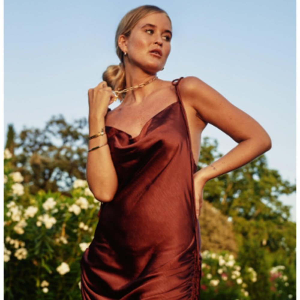 NWT Satin Cowl Neck Dress - Nasty Gal